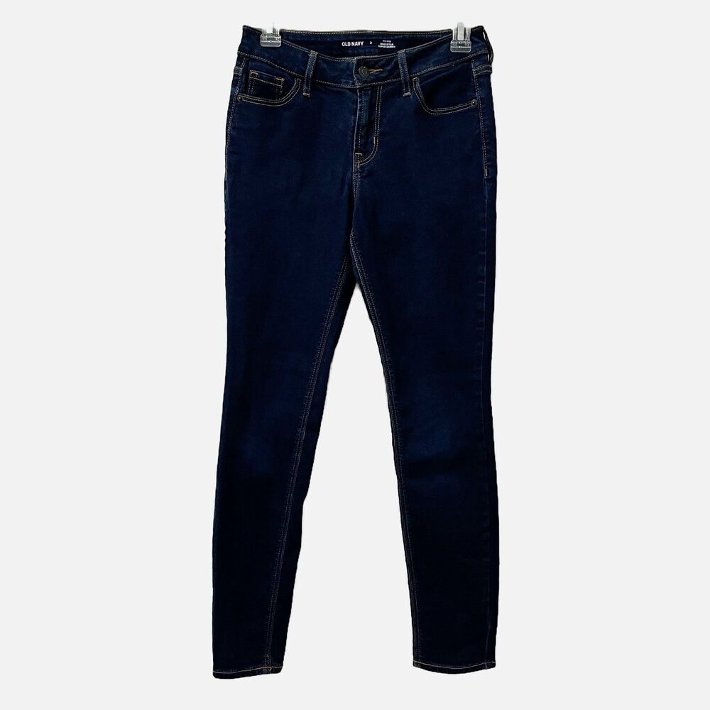 Old Navy Mid Rise Rockstar Super Skinny Dark Wash Jeans Size 2 (26 X 27)
